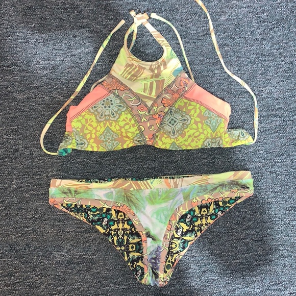 Maaji Swim Maaji Reversible Sexy Halter Bikini Model Beach
